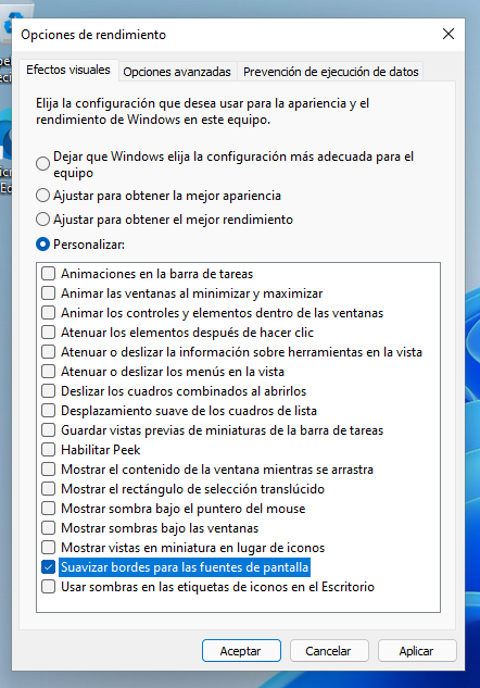 opciones a desactivar
