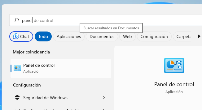 panel de control