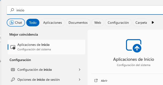 aplicaciones de inicio
